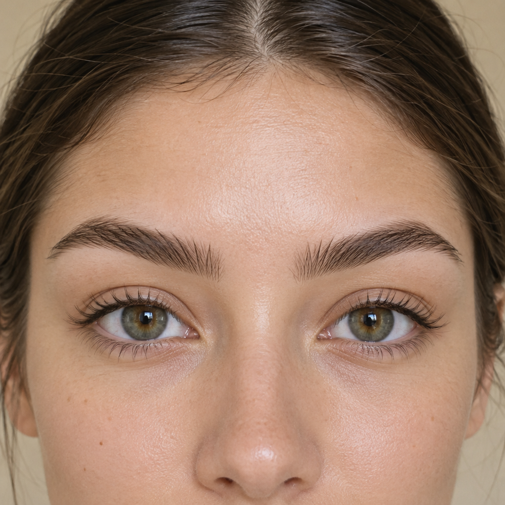 Obočí po použití BrowTint – plné a upravené